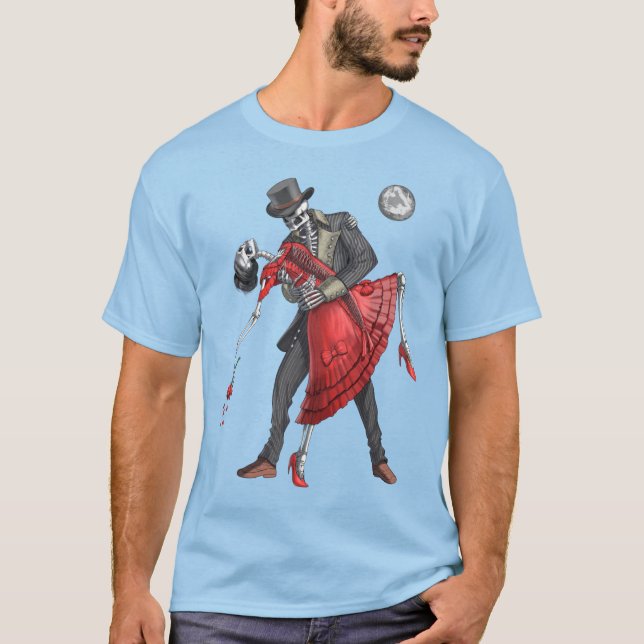 Camiseta Dança de esqueletos góticos (Frente)