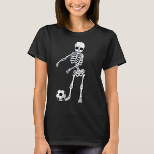 Camiseta Dança de fio Esqueleto Bola de Futebol Homens Flor