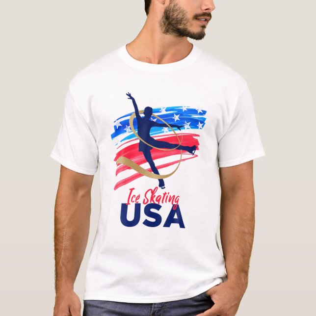 Camiseta Dança De Ice De Apoio À Equipe T USA Sinalizador (Frente)
