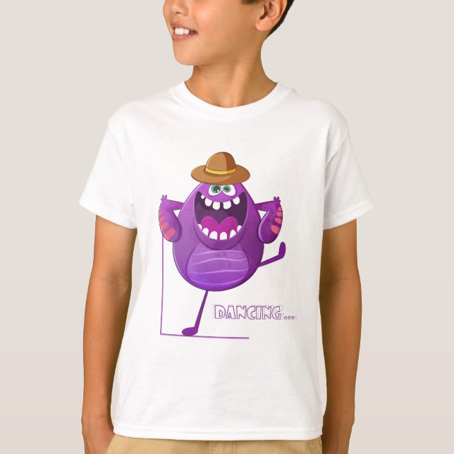 Camiseta Dança de monstro roxa (Frente)