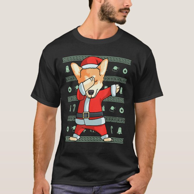 Camiseta Dança de Natal Dabbing Corgi (Frente)