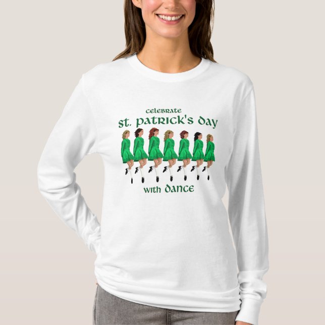 Camiseta Dança de Passo Irlandesa Celebra o Dia de São Patr (Frente)
