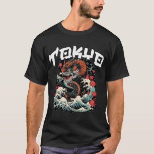 Camiseta Dança do Dragão Paisagem Marítima Japonesa Retrô