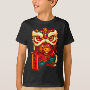 Camiseta Dança do Leão Ano do Cavalo Ano Novo Chinês 2026