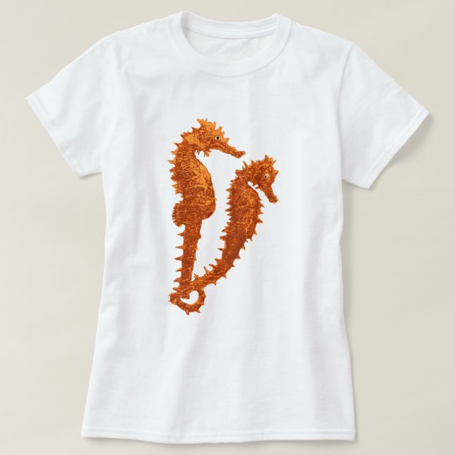 Camiseta Dança Dos Cavalos-marinhos (Laranja) (Frente do Design)