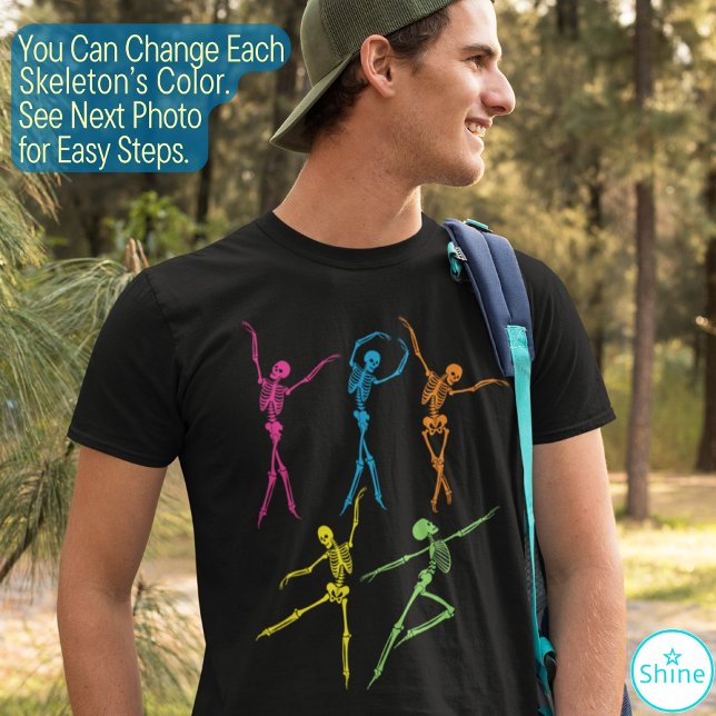 Camiseta Dança Esqueleto assustador Dia de as Bruxas engraç (Criador carregado)