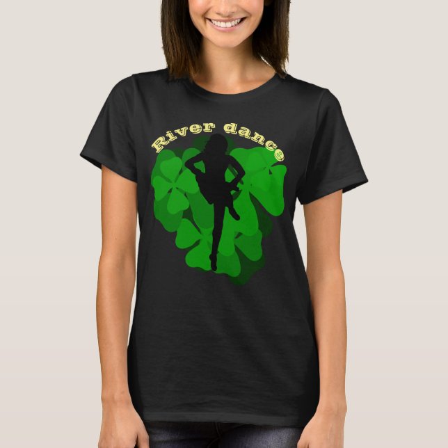 Camiseta Dança fluvial, dança irlandesa, trevo verde/shamro (Frente)