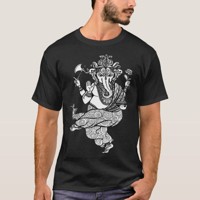 Camiseta Dança Ganesha Ganesh Chaturthi Indian Mandala Gr (Frente)