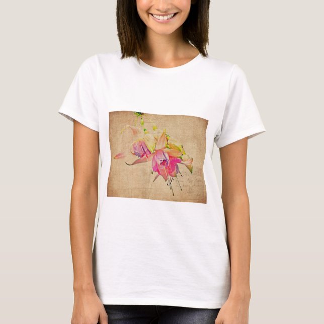Camiseta Dança No Vento - Flores De Fuchsia (Frente)