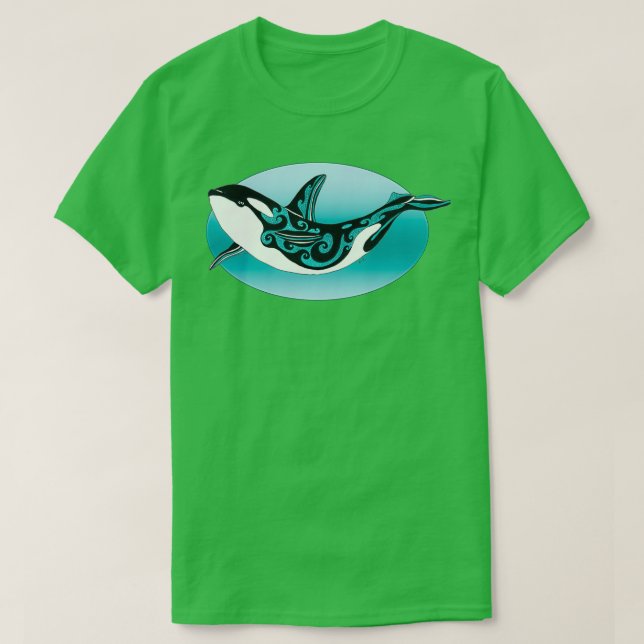 Camiseta Dança Orca Killer Whale Teal Black Tattoo Tr (Frente do Design)