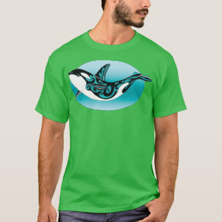 Camiseta Dança Orca Killer Whale Teal Black Tattoo Tr