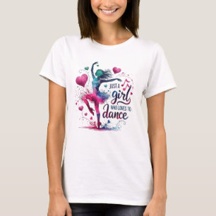 Camiseta Dança Retrô Apenas Uma Garota Que Ama Dançar