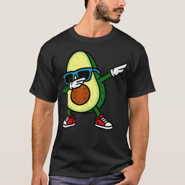 Camiseta Dançando Abacate Comida Vegana Amante de Frutas Da (Frente)