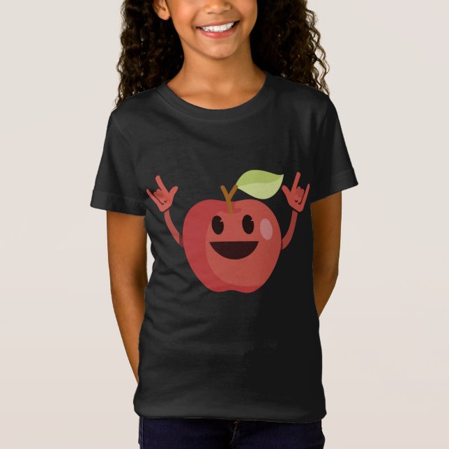 Camiseta Dançando Apple Engraçado Vegan Fruta Saudável Danç (Frente)
