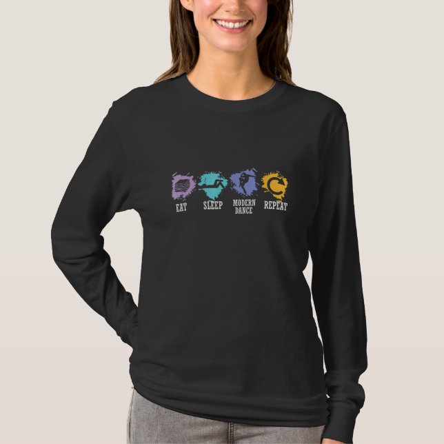 Camiseta Dançando Coma Dormindo Dança Moderna Repetir (Frente)