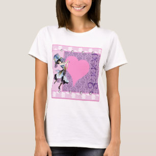 Camiseta Dançando design cor-de-rosa da fada de flores de v