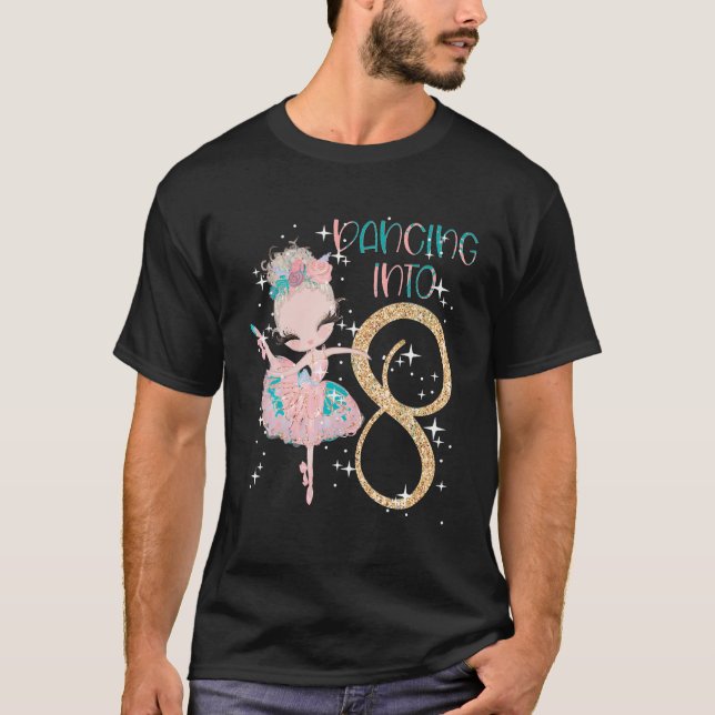 Camiseta Dançando Em 8º aniversário, Balé de dança (Frente)