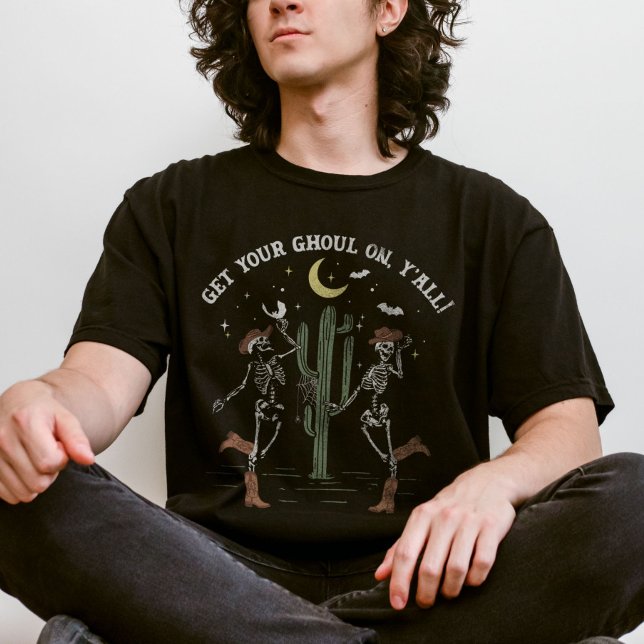 Camiseta Dançando esqueleto Boot Scoot Western Halloween (Criador carregado)