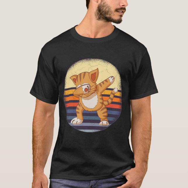 Camiseta dançando gato, dabbing engraçado de gato, dançarin (Frente)