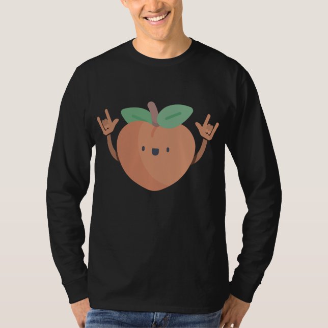 Camiseta Dançando Peach Funny Summer Fruta Dance Vegan (Frente)