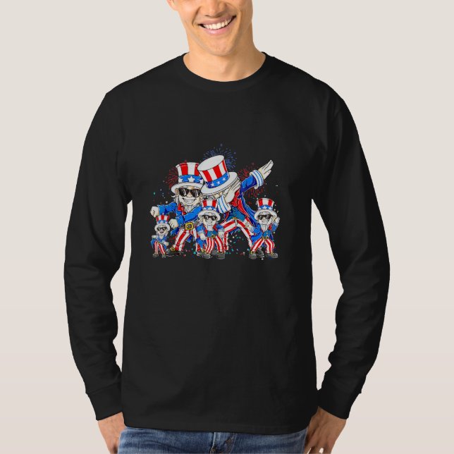 Camiseta Dançando Tio Sam 4 De Julho Meninas K (Frente)