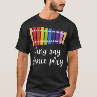 Camiseta Dançar Cantando Tocar Especialista em Música Eleme