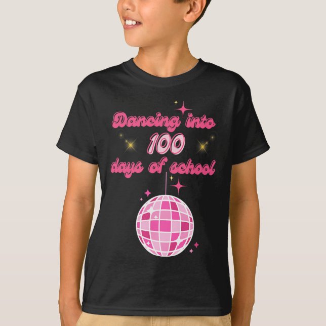 Camiseta Dançar Em 100 Dias De Escola Com Disco Rosa Ba (Frente)