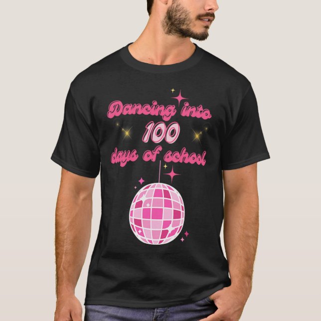 Camiseta Dançar Em 100 Dias De Escola Com Disco Rosa Ba (Frente)