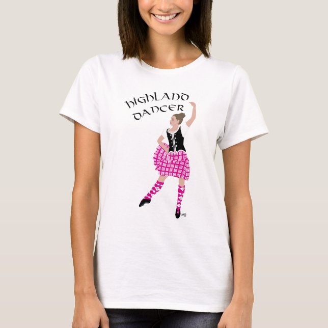 Camiseta Dançarina das Terras Altas Rosa (Frente)