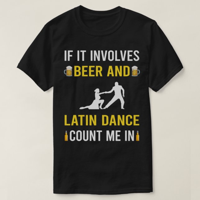 Camiseta Dançarina De Dança De Cerveja E Latim (Frente do Design)