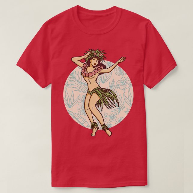 Camiseta Dançarina de Hula do Retro Havaí (Frente do Design)