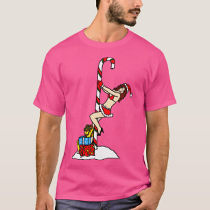Camiseta Dançarina Exótica de Candy Cane de Natal