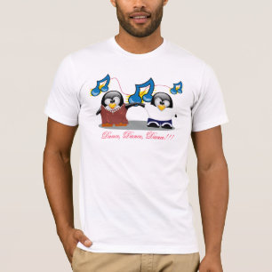 Camiseta Dançarinas Pinguim de Cartoon Masculinas e Femini