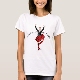 Camiseta Dançarino das Terras Altas Escocesas Vermelho e Pr