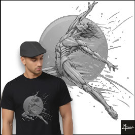 Camiseta Dançarino Masculino Abstrato Figura Saltitante Neo