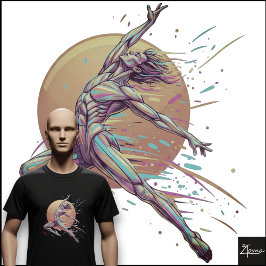 Camiseta Dançarino Masculino Abstrato Figura Saltitante Neo