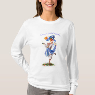 Camiseta DANÇAS COM os carneiros de LÃS que fazem malha em