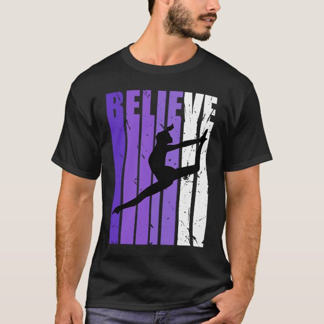 Camiseta Dance Believe Silhouette Colorful Purple Leaping (Frente)
