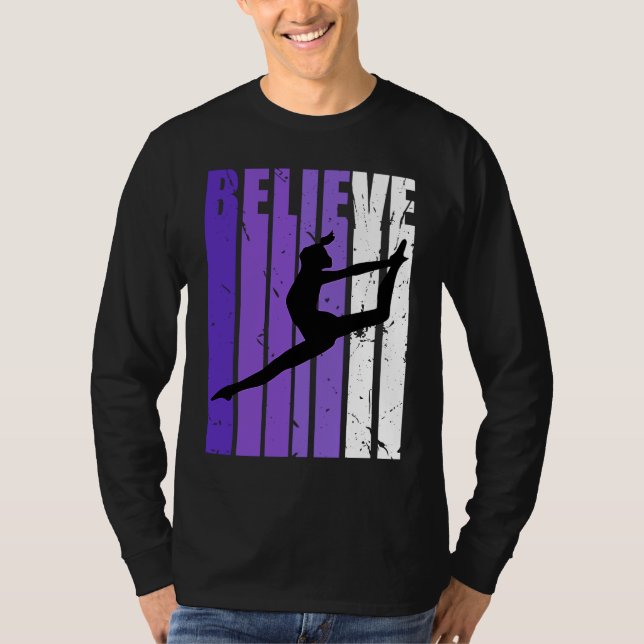 Camiseta Dance Believe Silhouette Colorful Purple Leaping (Frente)