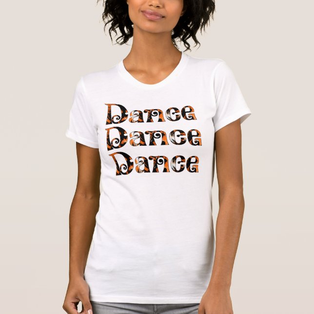 CAMISETA DANCE DANCE DANCE LADIS ORANGE E BLACL T-SHIRT (Frente)