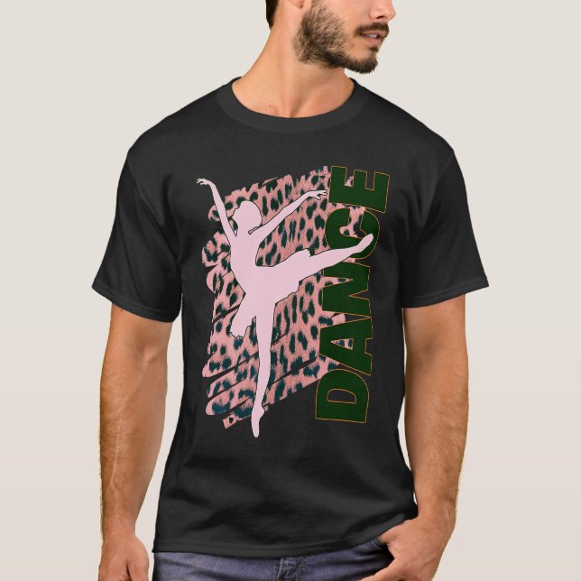 Camiseta Dance Hot Pink Leopard Print Ballerina Dancer Teac (Frente)