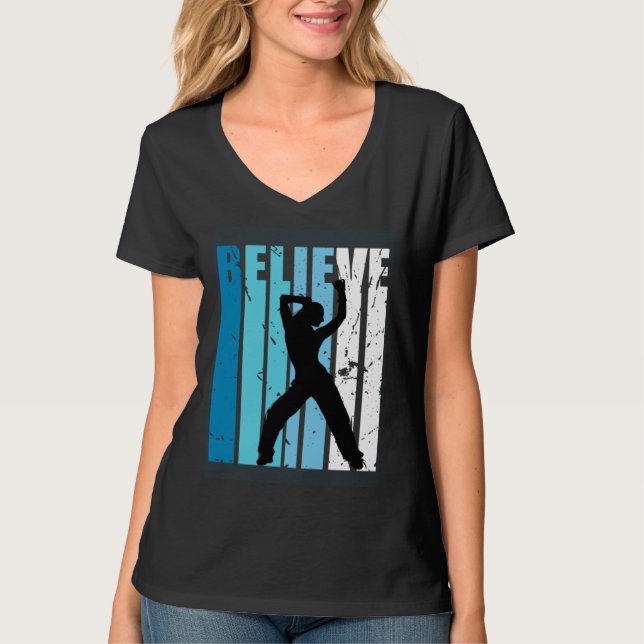 Camiseta Dance Retro Believe Turquoise Girl Dancer Fan Woma (Frente)