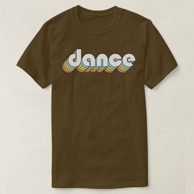 Camiseta Dance Retro Rainbow Tipografia Estilo Desvanecido (Frente do Design)