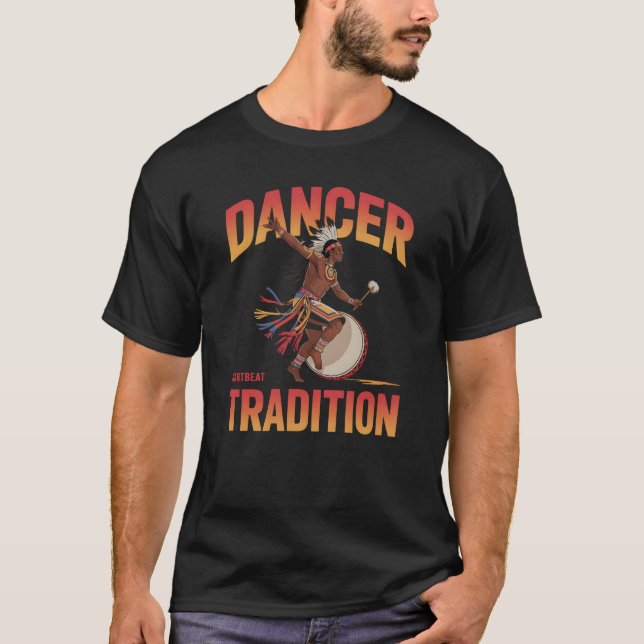 Camiseta Dancer – Vibrant Indigenous Tradition Drum Design (Frente)