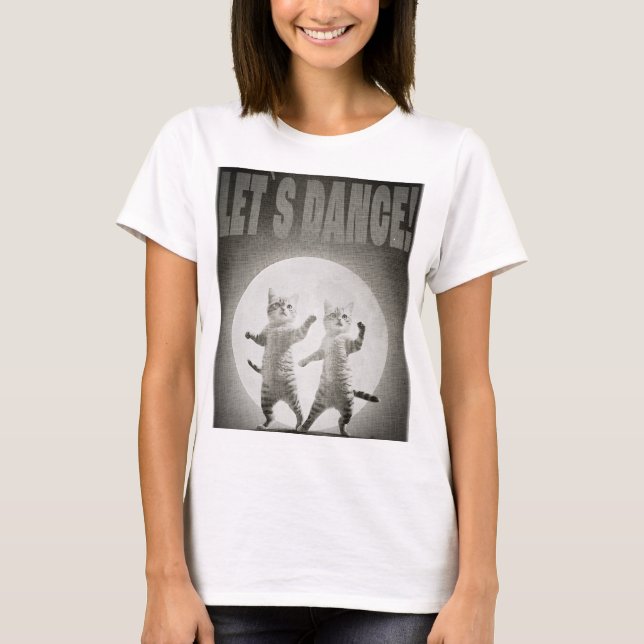 Camiseta dancing cats-2-BW (Frente)