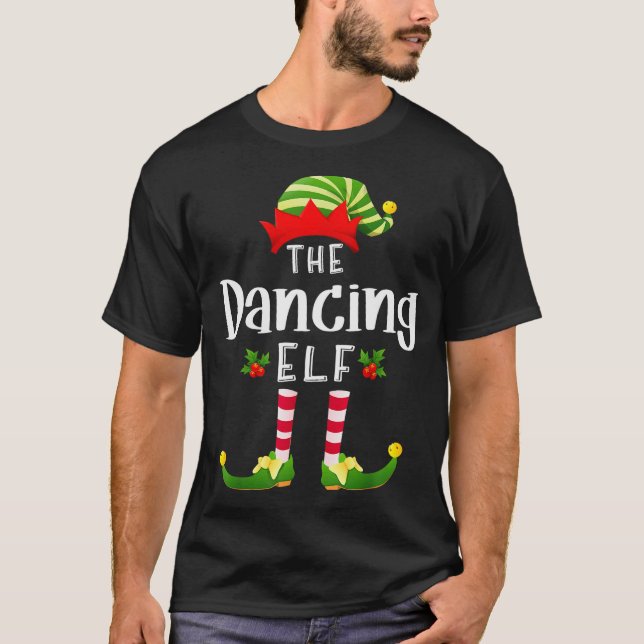 Camiseta Dancing Christmas Elf Matching Pajama X-mas Party  (Frente)