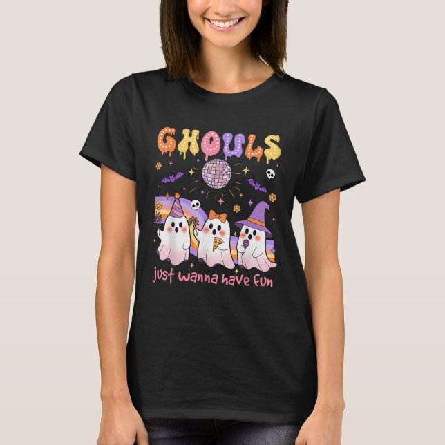 Camiseta Dancing Ghost Ghouls Just Wanna Have Fun Halloween (Frente)