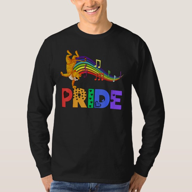 Camiseta Dancing Leopard Pride Dad Rainbow Men Women Girls  (Frente)