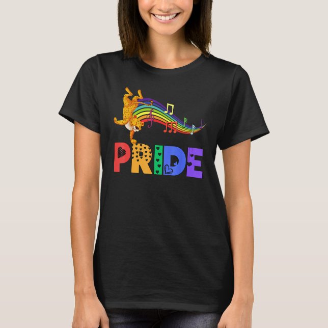Camiseta Dancing Leopard Pride Dad Rainbow Men Women Girls  (Frente)