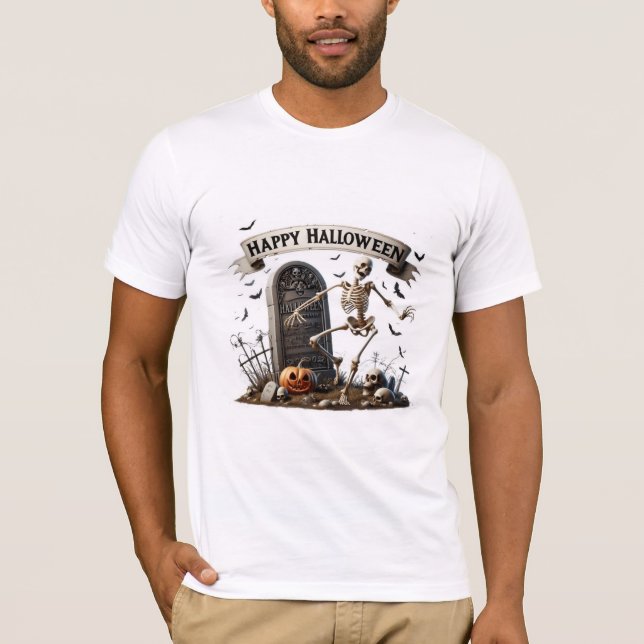 Camiseta Dancing Skeleton Halloween Design (Frente)